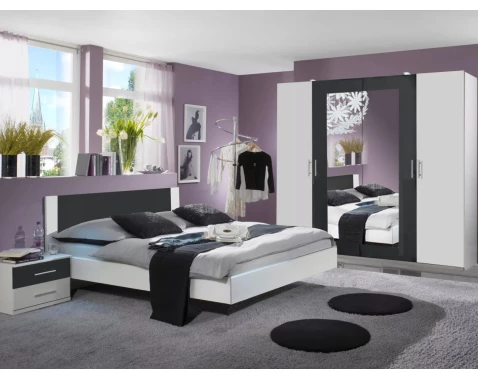 Sestava ložnice Nora 180x200 cm, bílá/grafitová