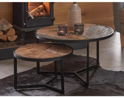 Set 2 ks stolků Oxford, masivní dřevo/kov