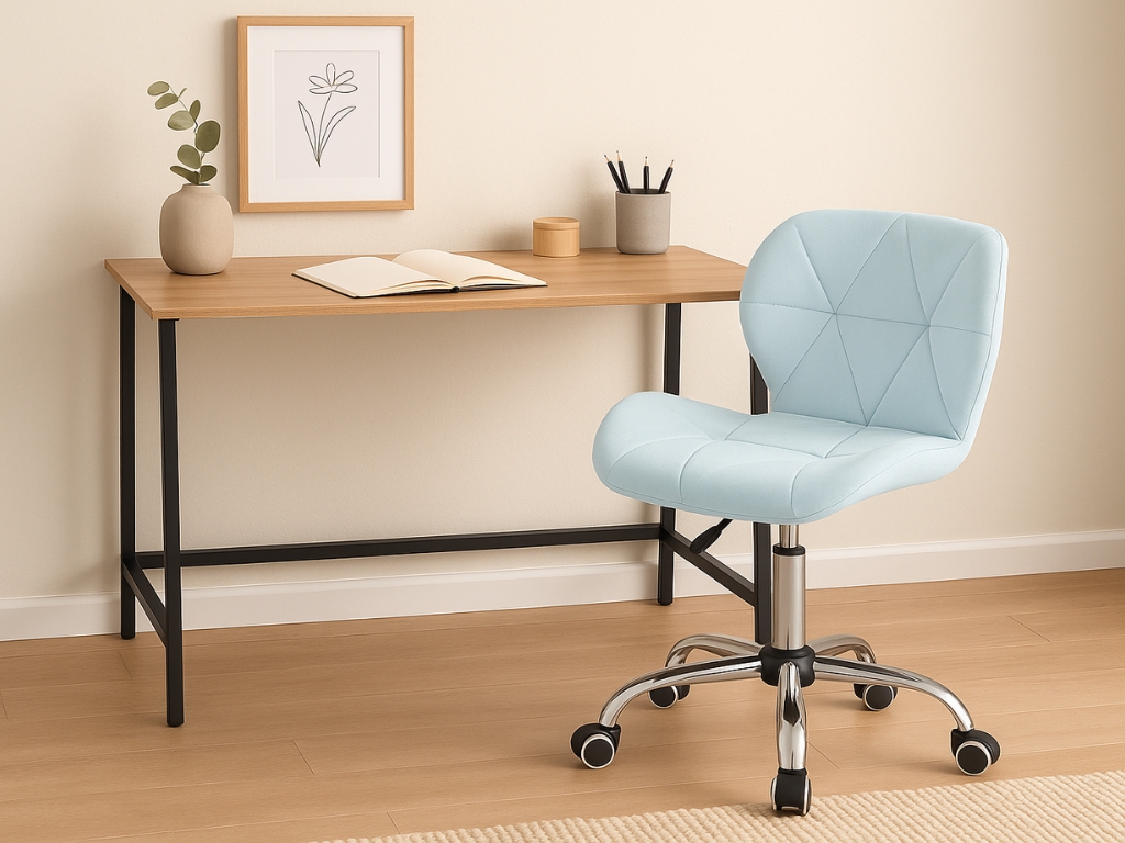 Set do pracovny stůl TAYLOR SONOMA 100x50 cm + křeslo AVOLA VELVET světle modré