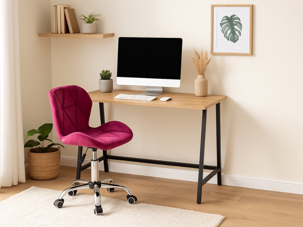 Set do pracovny stůl TAYLOR SONOMA 100x50 cm + křeslo AVOLA VELVET vínové