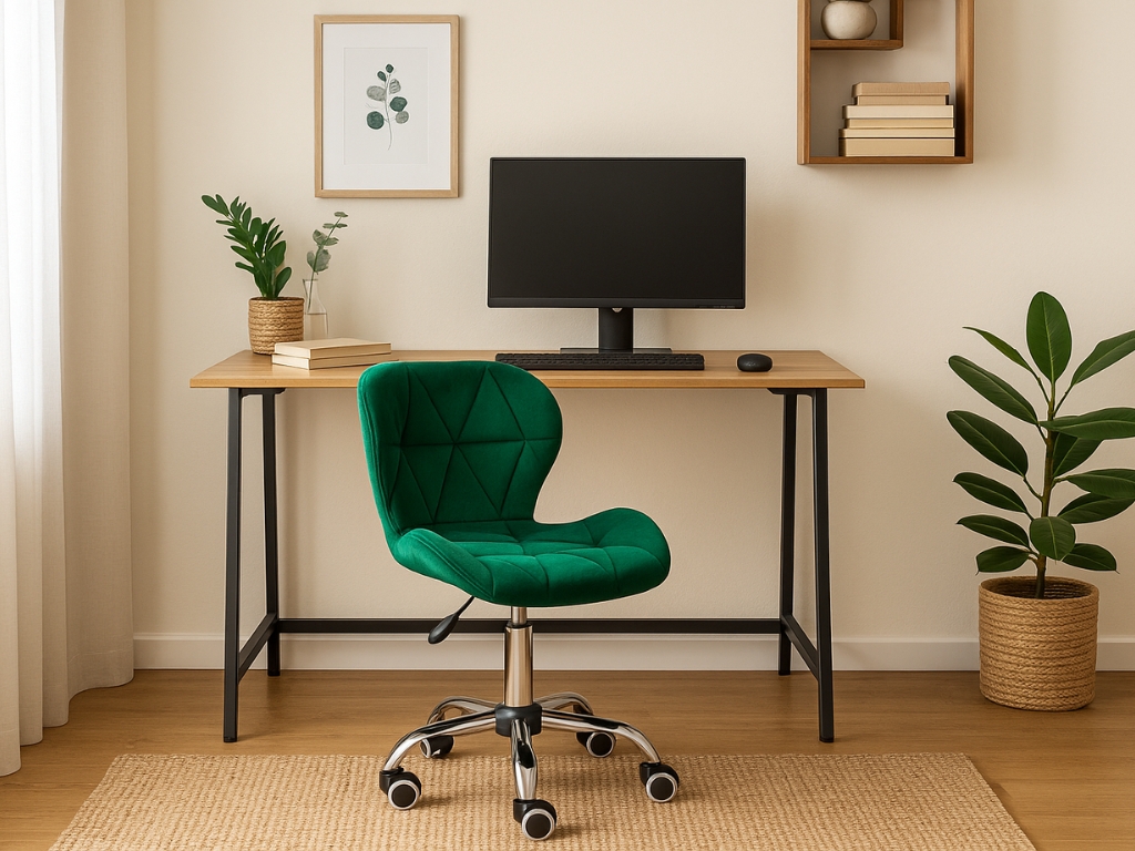 Set do pracovny stůl TAYLOR SONOMA 100x50 cm + křeslo AVOLA VELVET zelené