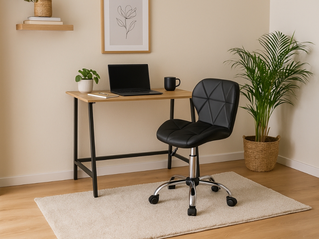 Set do pracovny stůl TAYLOR SONOMA 100x50 cm + křeslo AVOLA z eko kůže černé