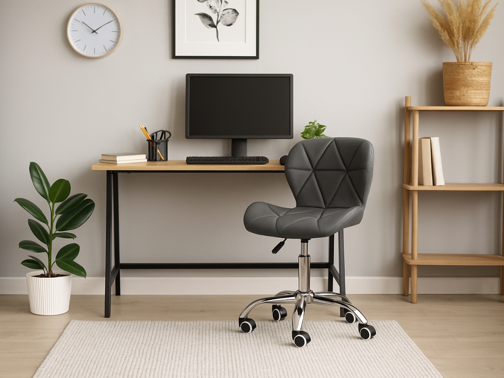 Set do pracovny stůl TAYLOR SONOMA 100x50 cm + křeslo AVOLA z eko kůže šedé