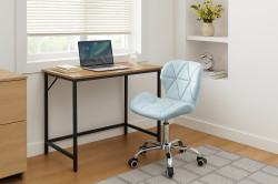 Set do pracovny TAYLOR stůl 80x50 cm dub sonoma + křeslo AVOLA VELVET světle modré