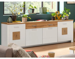 Široká komoda Matera, 220 cm, starý dub/bílá