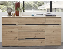 Široká komoda se zásuvkami Memphis, dub artisan/grafit, 165 cm