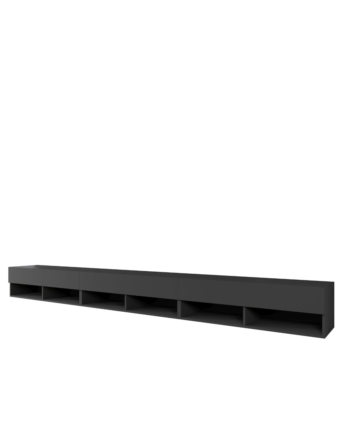 Široká TV skříňka 300 cm černá Lowboard A (LOWA300Z + LED)