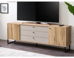 Široká TV skříňka Cube, dub evoke/pískově šedá
