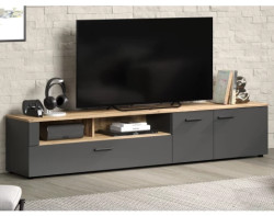Široká TV skříňka Esteban 210 cm, antracit/dub evoke
