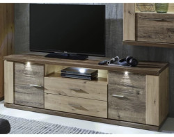 Široká TV skříňka Grande, dub artisan/dub ribbeck, s osvětlením