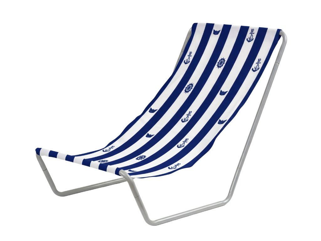 Skládací plážové lehátko SAND MARINE, bílo-modré
