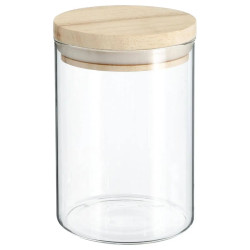Skleněná dóza na potraviny JARWO s dřevěným víkem 600 ml