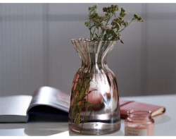 Skleněná váza Růžová, 20 cm