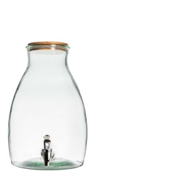 Skleněný zásobník na nápoje GUSTA s dřevěným víčkem 5,5 L