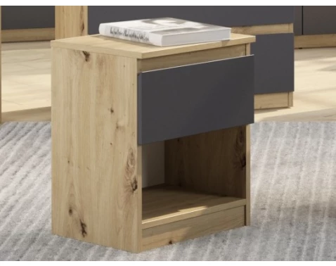 Skříňka/noční stolek Carlos 40 cm, dub artisan/grafit
