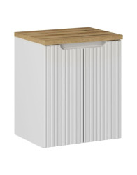 Skříňka pod umyvadlo 50 cm s deskou: bílá, drážkovaná čela (NOVA WHITE 82-50-2D)