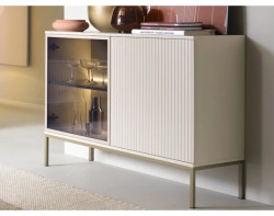 Skříňka Sento, kašmírově béžová/šampaň, s osvětlením