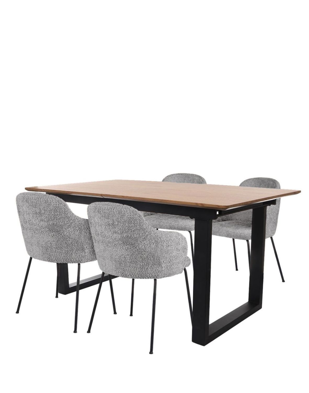 Snap - Set: Stůl Grand + 4 jídelní židle Aura Black Boucle