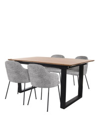 Snap - Set: Stůl Grand + 4 jídelní židle Aura Black Boucle