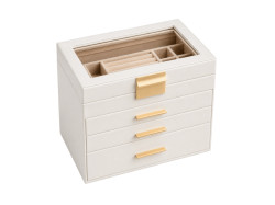 Šperkovnice ELEGANT CASE 25,1x21,5x15,3 cm z eko kůže, béžová