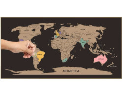Stírací mapa světa 80x45 cm, černá/zlatá
