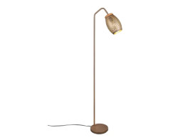 Stojací lampa Bidar, měděný kov/dřevo