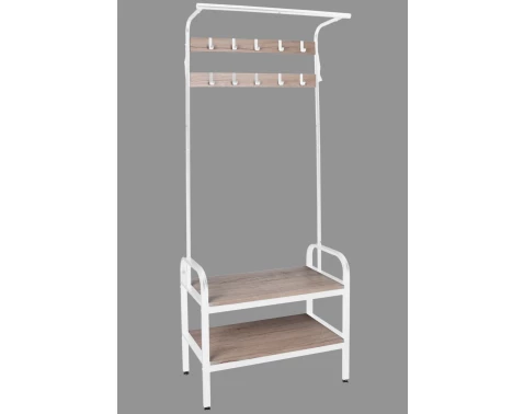 Stojací věšák s poličkami Hanson, dub/bílý