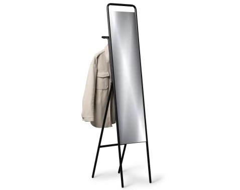 Stojací zrcadlo s šatní tyčí Merida, černý rám