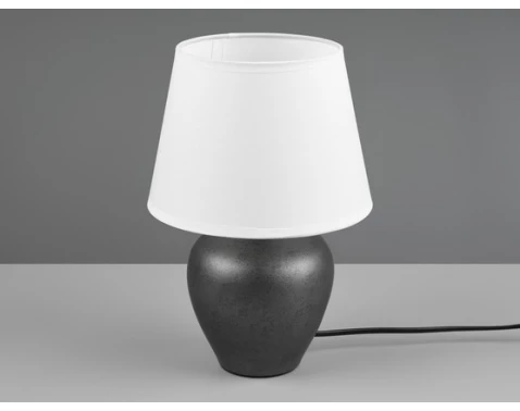 Stolní lampa Abby, nikl/bílá látka