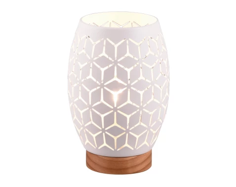 Stolní lampa Bidar 21 cm, bílý kov/dřevo