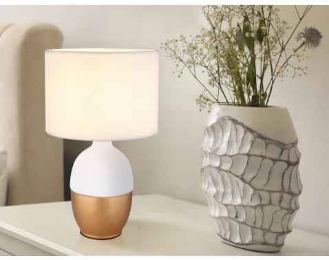 Stolní lampa Valentino, bílá/zlatá