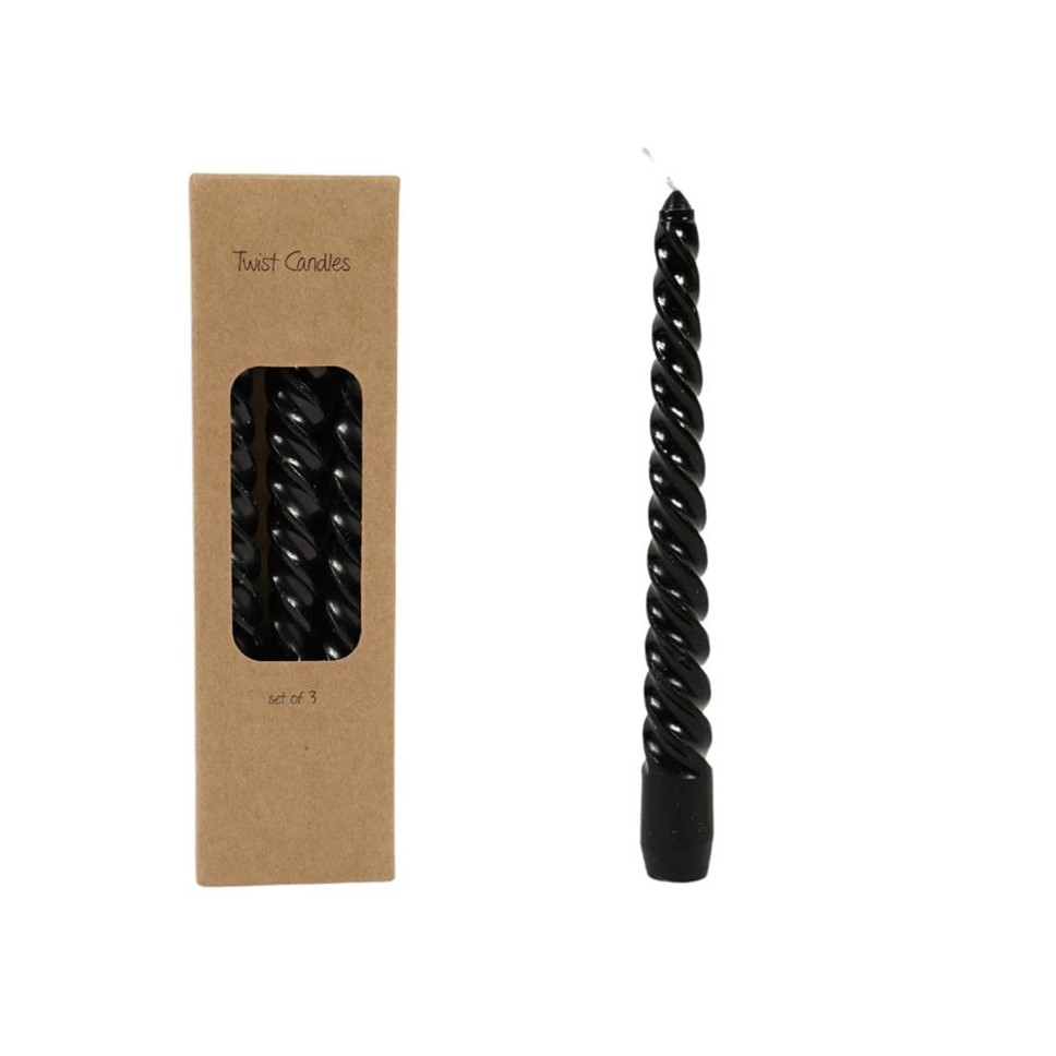 Stolní svíčky SPIRAL sada 3ks, černá