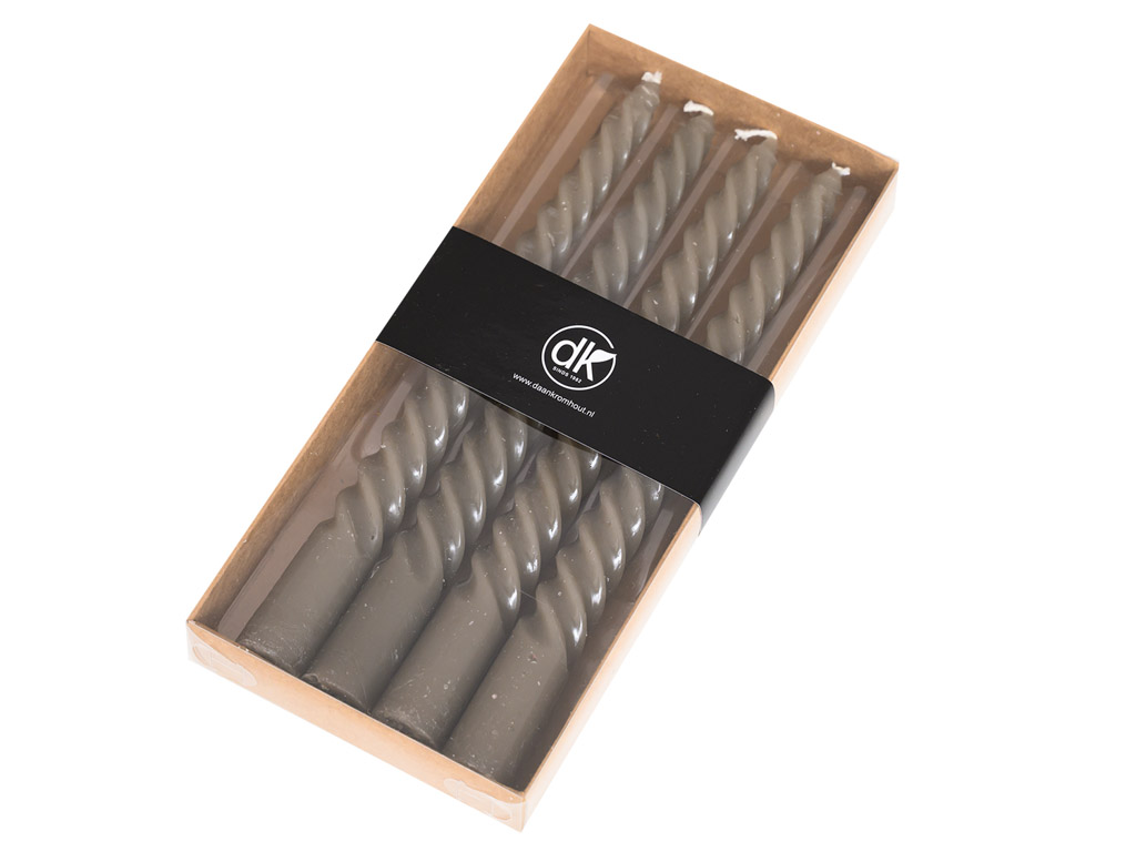 Stolní svíčky TWIST sada 4ks, hnědá