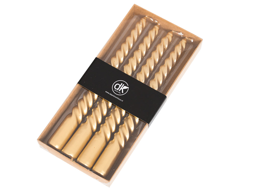 Stolní svíčky TWIST sada 4ks, zlatá