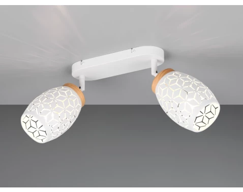 Stropní/nástěnné osvětlení Bidar, bílý kov/dřevo