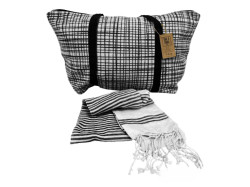 Stylový set plážové tašky + osušky HAMAM 75x150 cm, šedá