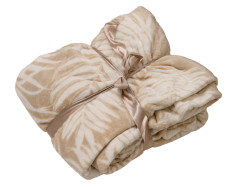 Světle hnědá mikroplyšová deka FIEN, 150x200 cm