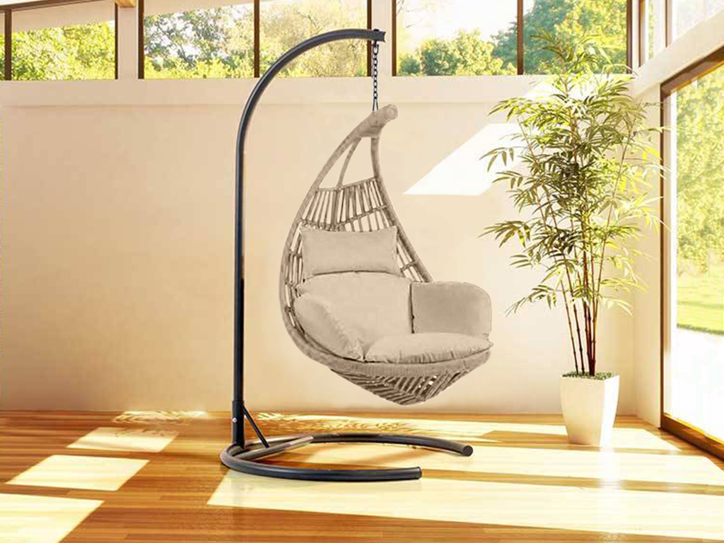 Světle hnědé závěsné křeslo HERA