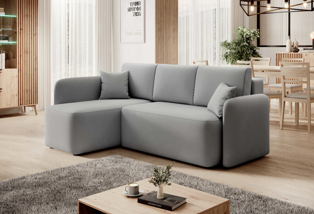 Světle šedá rohová sedací souprava HADSON Varianta: Levý roh