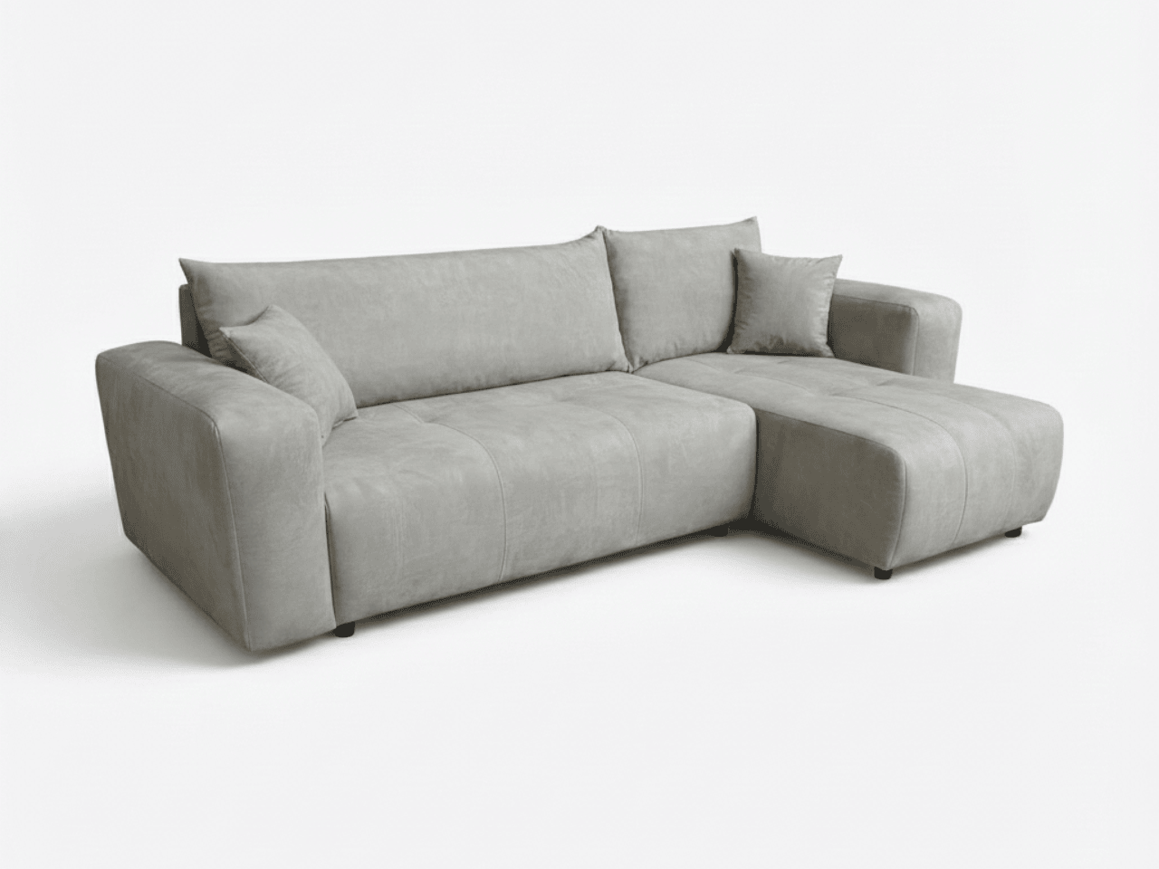 Světle šedá rozkládací rohová pohovka SORELA, oboustranná + 2 polštářky zdarma