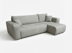 Světle šedá rozkládací rohová pohovka SORELA, oboustranná + 2 polštářky zdarma