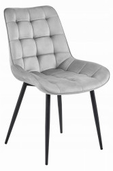 Světle šedá sametová židle BERA  s černými nohami