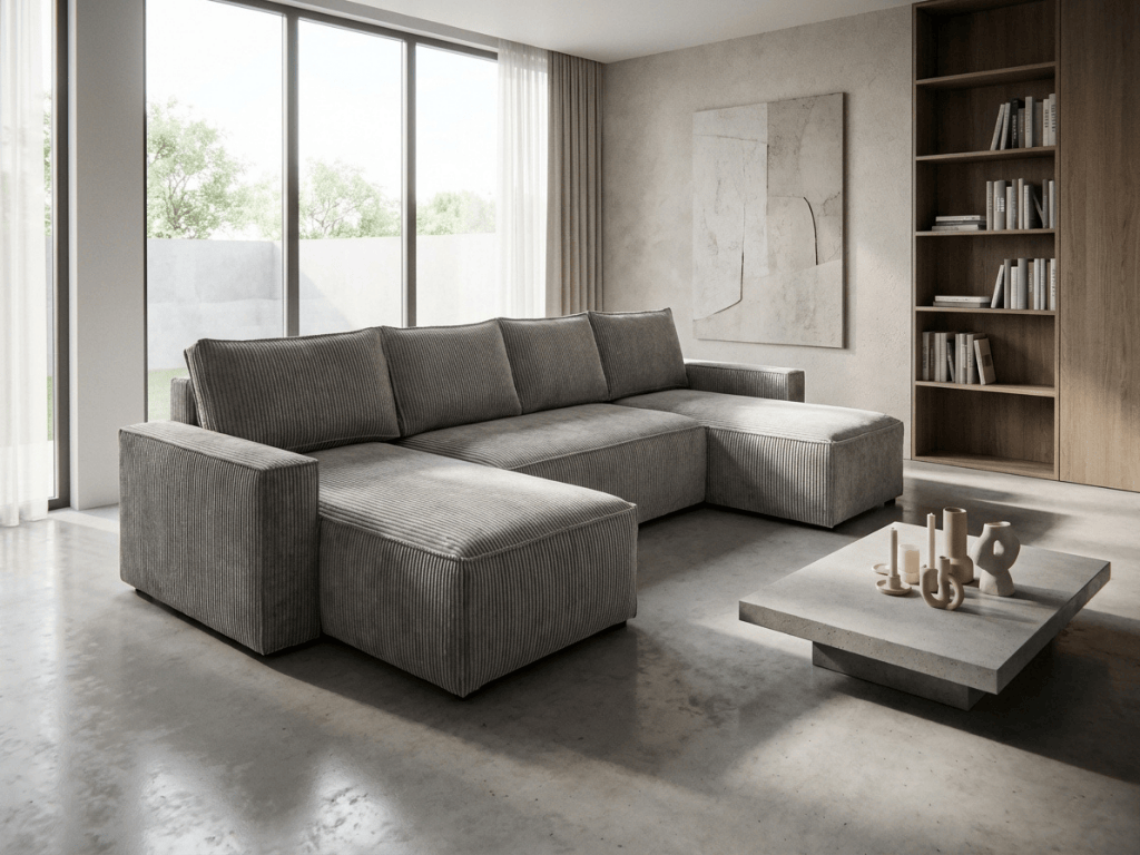 Světle šedá sedací souprava do U SMART COSARO 295x140 cm