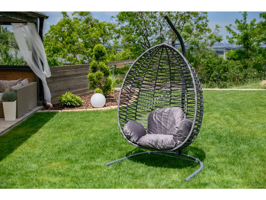 Světle šedé závěsné křeslo NARS se stojanem