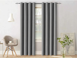 Světle šedý závěs OXFORD 140x270 cm Zavěšení: Kovové kroužky