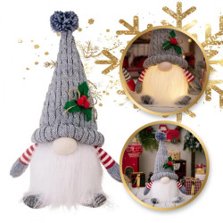 Svítící vánoční trpaslík na baterie FROSTIE 28 cm, šedý