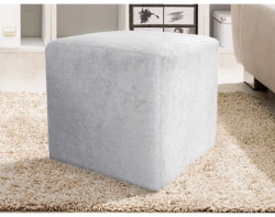 Taburet Bali, 40x40 cm, světle šedá látka