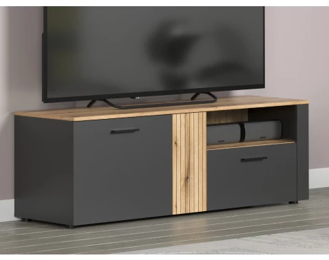Televizní skříňka Esteban 150 cm, antracit/dub evoke
