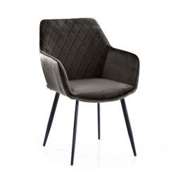 Tmavě hnědé sametové jídelní křeslo VIALLI