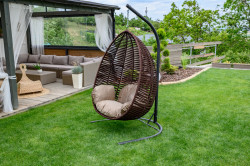 Tmavě hnědé závěsné křeslo NARS